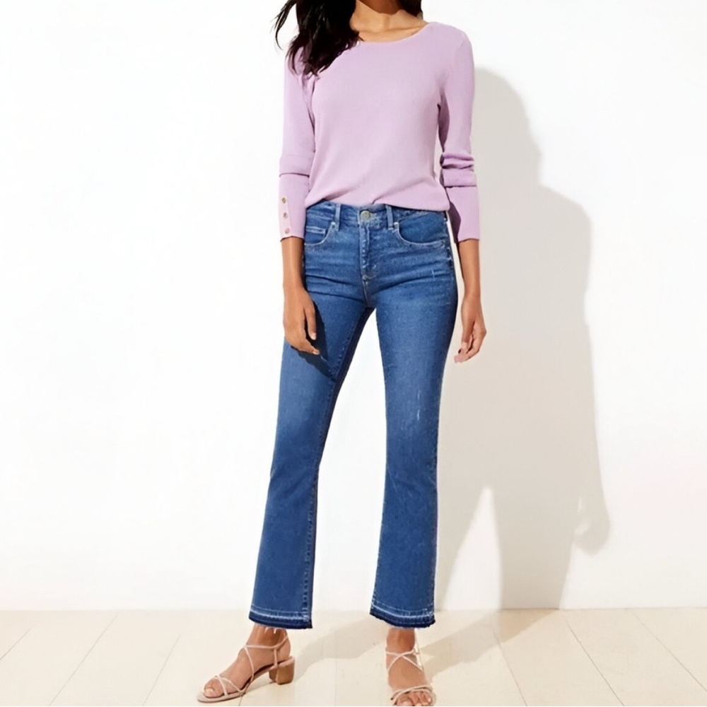 LOFT | Unpicked Flare Crop Jeans in Vintage Mid Indigo Wash